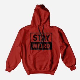 stayweird-boxedblackonred hoodie