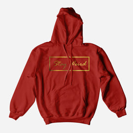 twiceweird stayweird-goldfont red hoodie